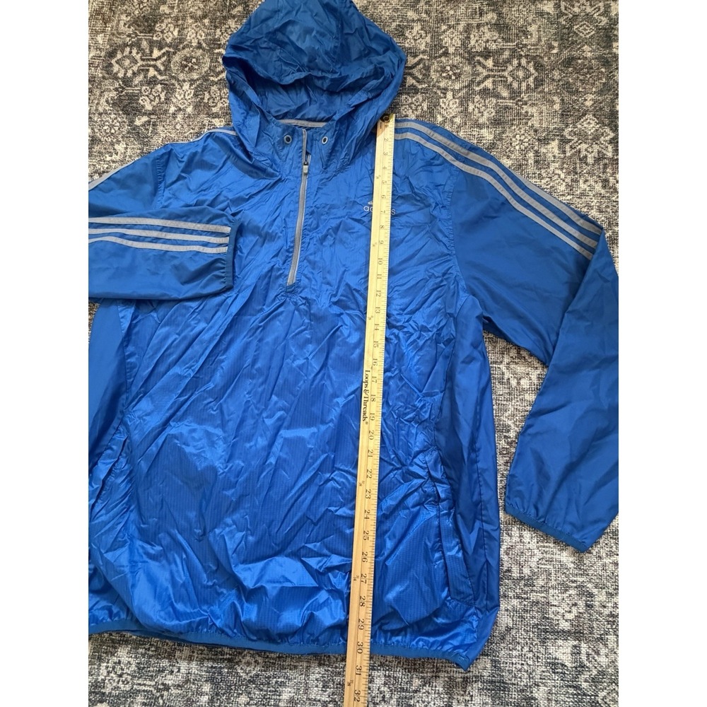 Adidas Men's Windbreaker Jacket Pullover Blue 1/4 Zip Hoodie Drawstring XL  Y2K - Picture 4 of 8